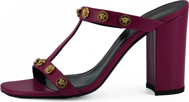 Elegant Purple Calf Leather High Women's Sandals - Image 4