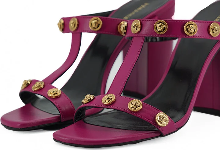 Elegant Purple Calf Leather High Women's Sandals - Image 5
