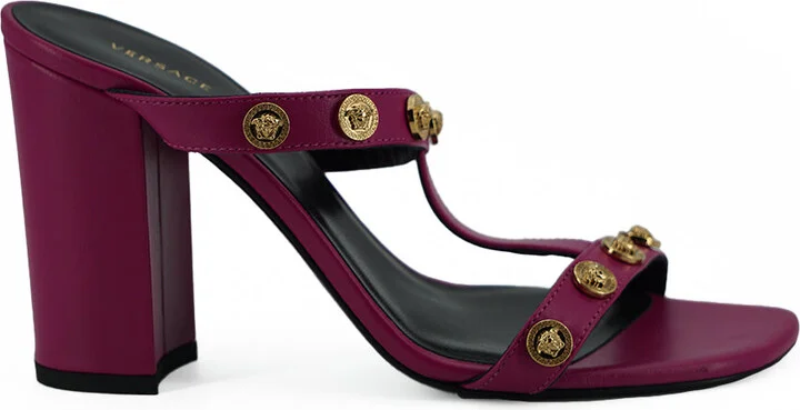 Elegant Purple Calf Leather High Women's Sandals
