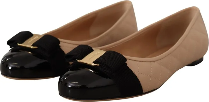 Elegant Quilted Leather Flats - Chic Dual-Tone Women's Design - Image 4