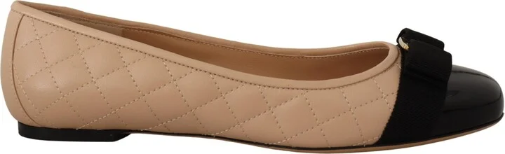 Elegant Quilted Leather Flats - Chic Dual-Tone Women's Design