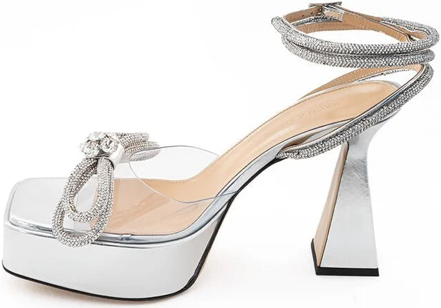 Elegant Silver Leather Women's Platforms - Image 2