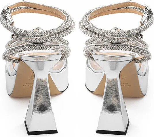 Elegant Silver Leather Women's Platforms - Image 3