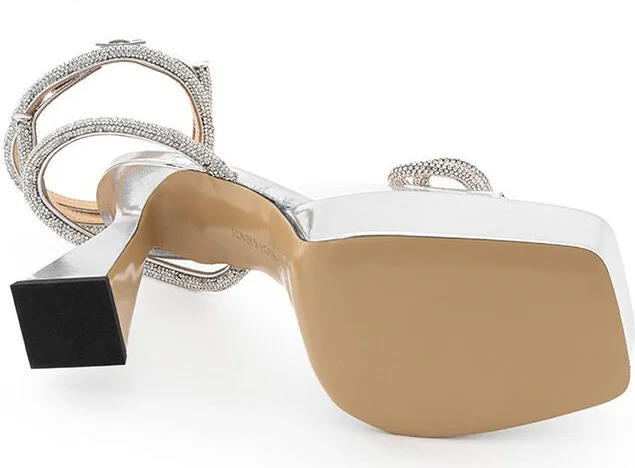 Elegant Silver Leather Women's Platforms - Image 5