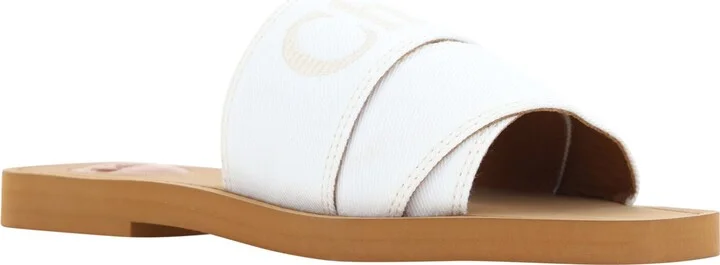 Elegant White Cotton Slide Women's Sandals - Image 2
