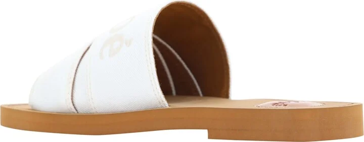Elegant White Cotton Slide Women's Sandals - Image 3