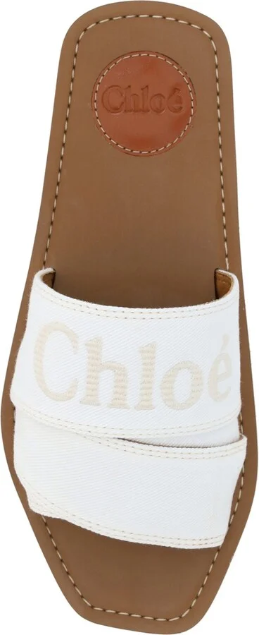 Elegant White Cotton Slide Women's Sandals - Image 4