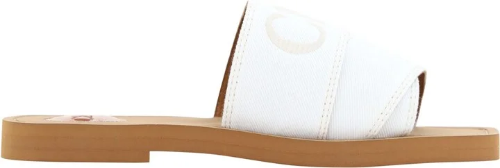 Elegant White Cotton Slide Women's Sandals