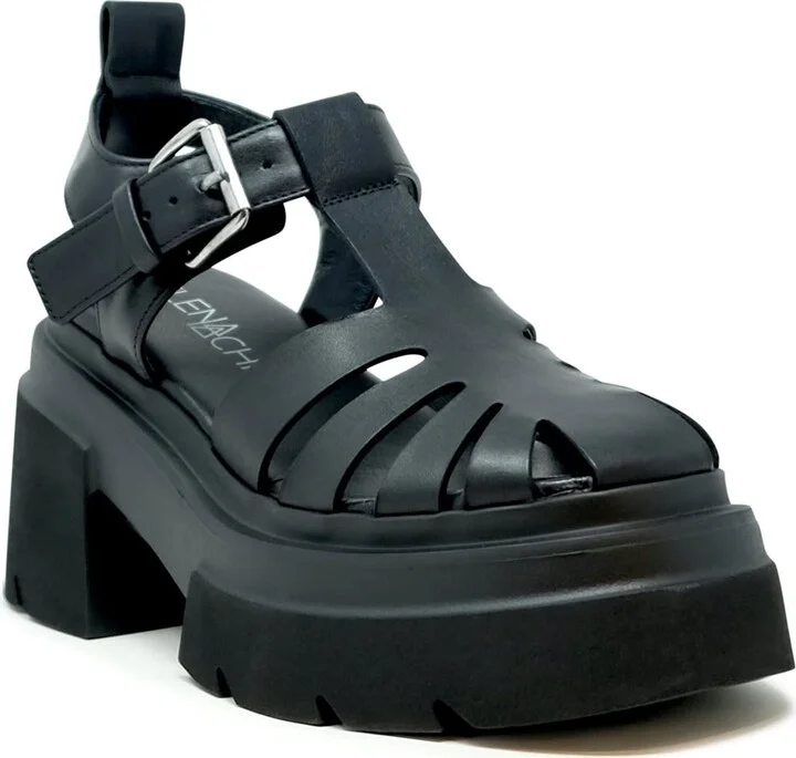 Elena Iachi Black Leather Flat Sandals - Image 2