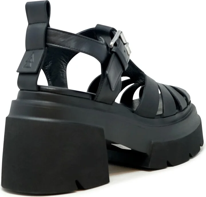 Elena Iachi Black Leather Flat Sandals - Image 3