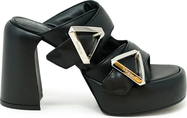 Elena Iachi Black Leather Sandals