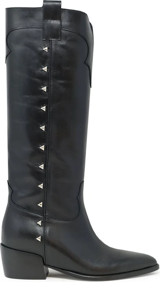 Elena Iachi Black Leather Yvette Ankle Boots