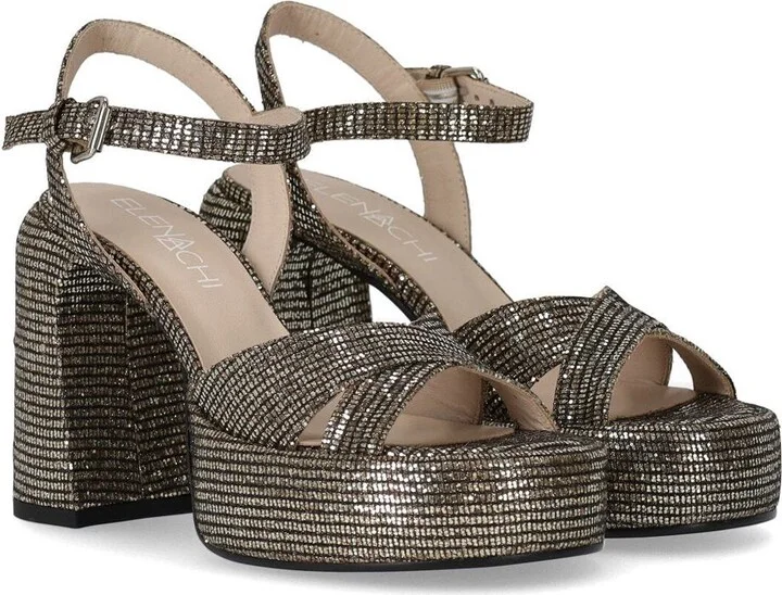 Elena Iachi Lexy Black Gold Heeled Sandal - Image 2