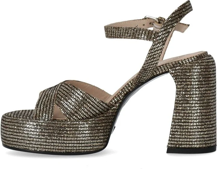 Elena Iachi Lexy Black Gold Heeled Sandal - Image 3