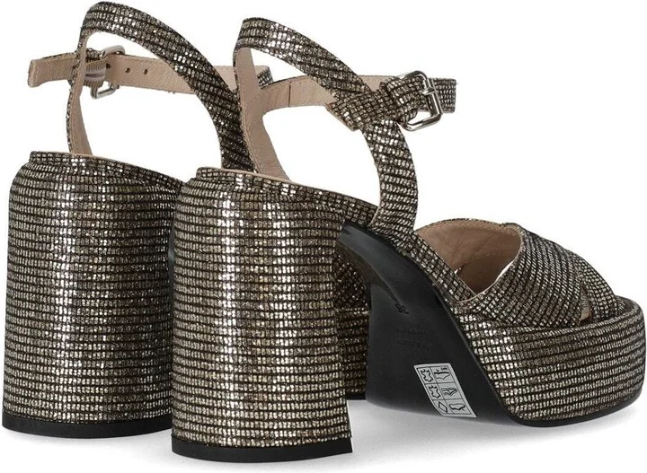 Elena Iachi Lexy Black Gold Heeled Sandal - Image 4