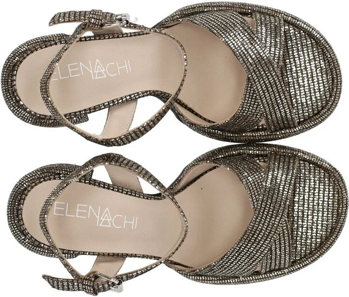 Elena Iachi Lexy Black Gold Heeled Sandal - Image 5
