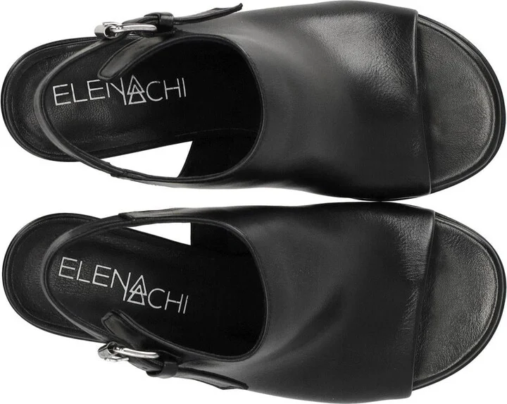 Elena Iachi Silk Black Heeled Sandal - Image 5