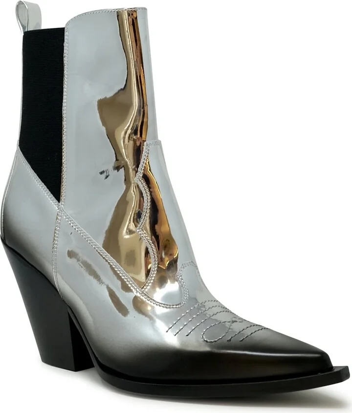 Elena Iachi Silver Mirror Leather Peggy Ankle Boots - Image 2