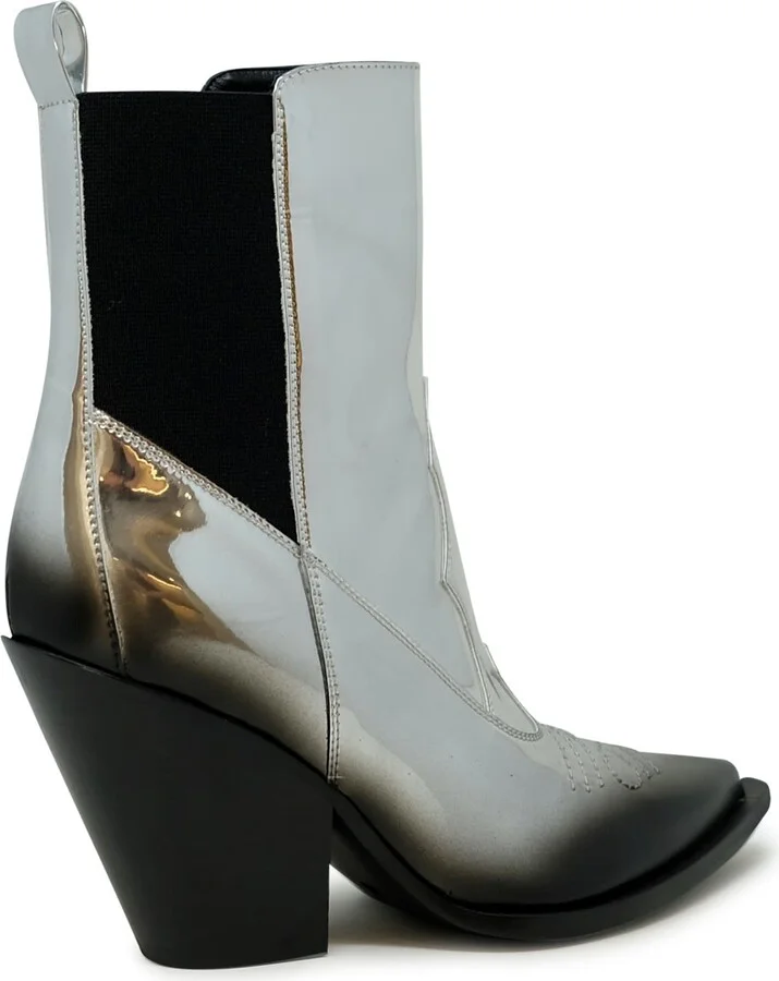 Elena Iachi Silver Mirror Leather Peggy Ankle Boots - Image 3