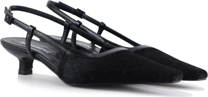 Elena Slingback Stilettos, Black Cow Hair - Image 3