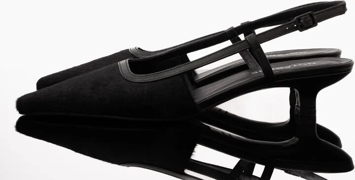 Elena Slingback Stilettos, Black Cow Hair - Image 4