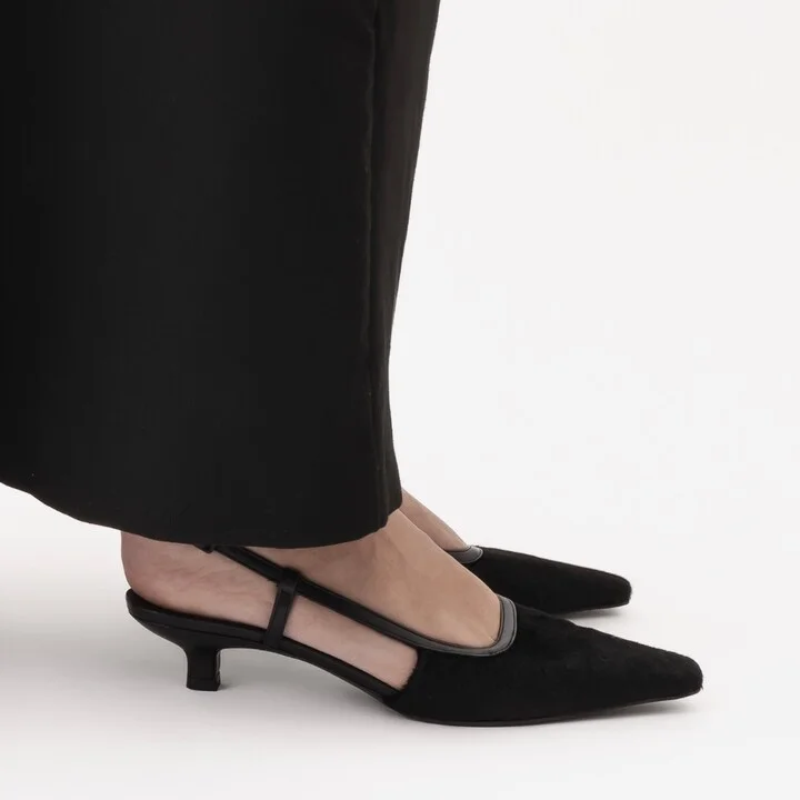 Elena Slingback Stilettos, Black Cow Hair - Image 5