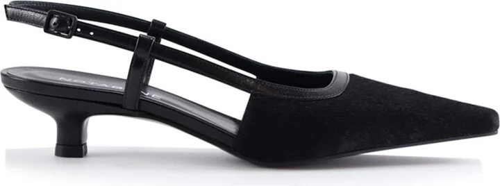 Elena Slingback Stilettos, Black Cow Hair