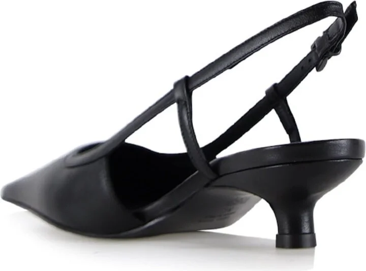 Elena Slingback Stilettos, Black Leather - Image 2