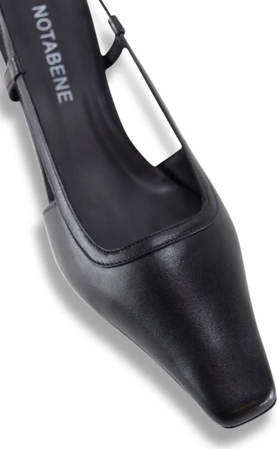Elena Slingback Stilettos, Black Leather - Image 4