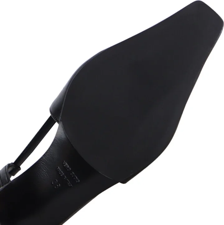 Elena Slingback Stilettos, Black Leather - Image 5