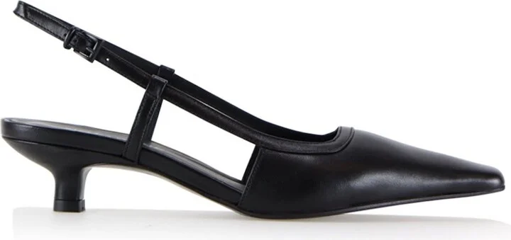 Elena Slingback Stilettos, Black Leather