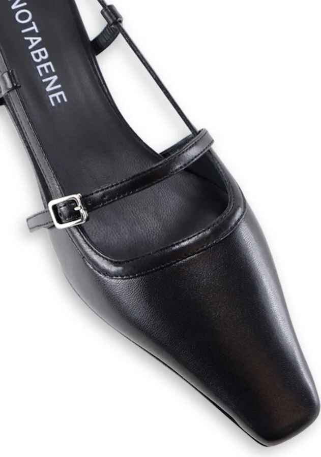 Elenne Slingback Stilettos, Black Leather - Image 4