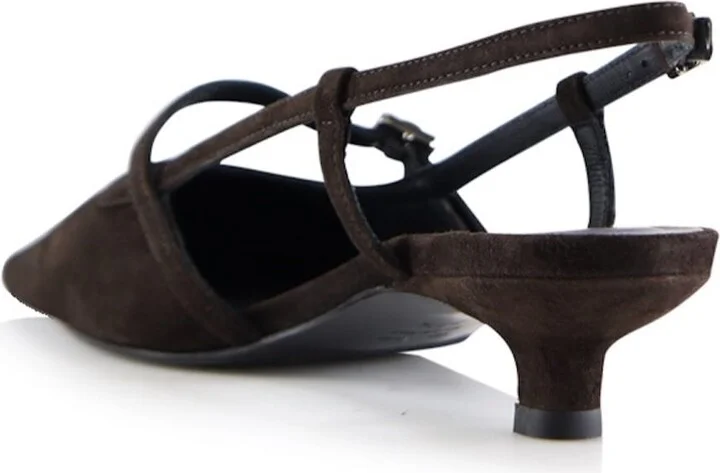 Elenne Slingback Stilettos, Dark Brown Suede - Image 2