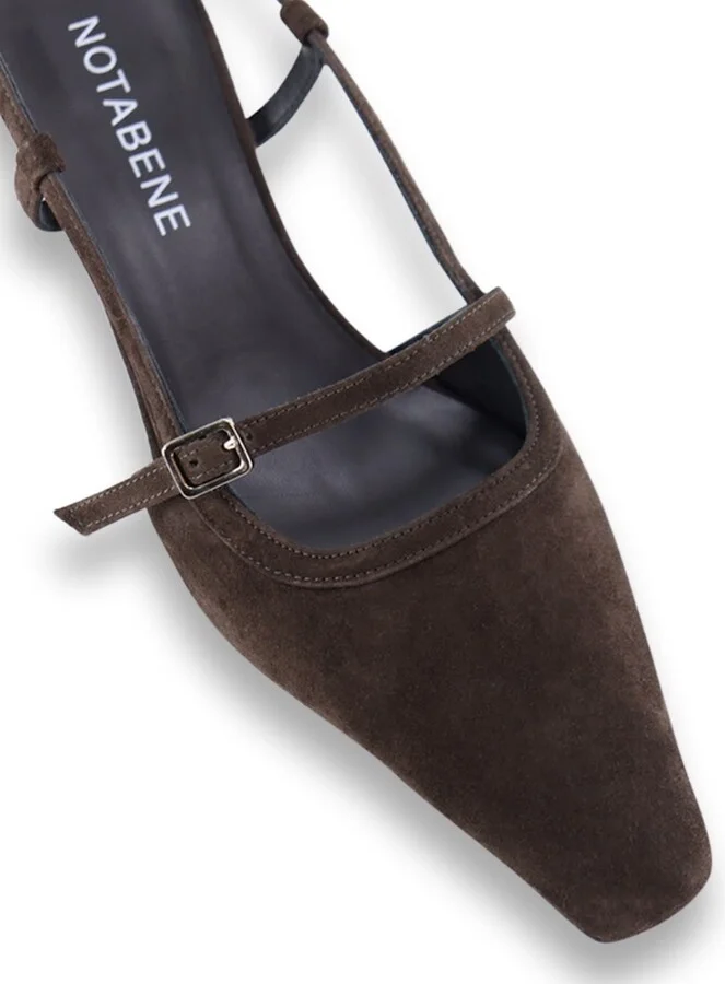 Elenne Slingback Stilettos, Dark Brown Suede - Image 5