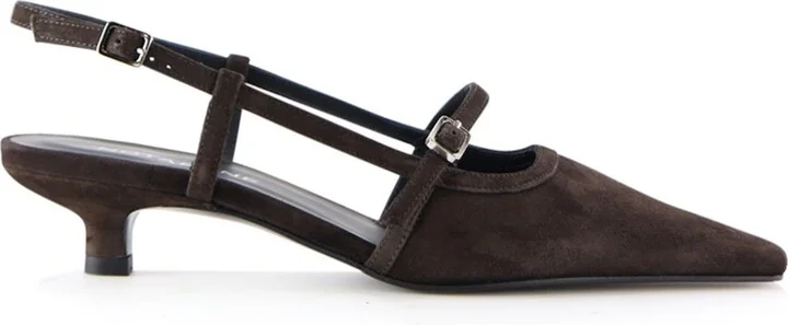 Elenne Slingback Stilettos, Dark Brown Suede