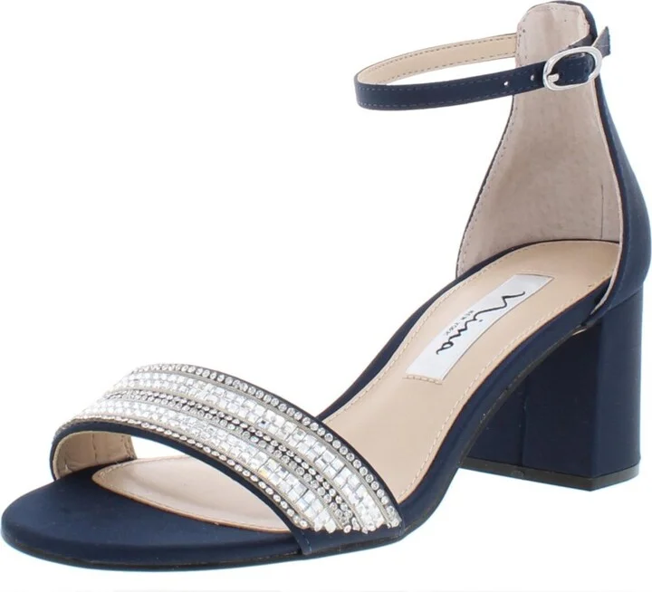 Elenora Womens Embellished Ankle Strap Evening Heels