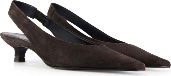Eleonora Slingback Stilettos, Dark Brown Suede - Image 2