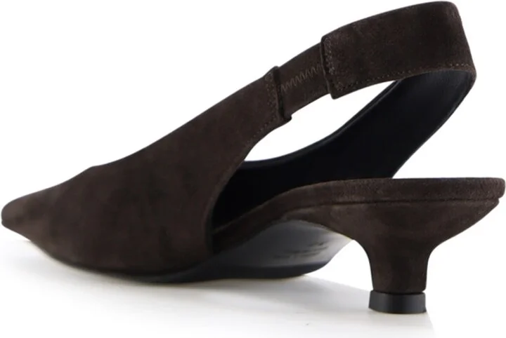 Eleonora Slingback Stilettos, Dark Brown Suede - Image 4