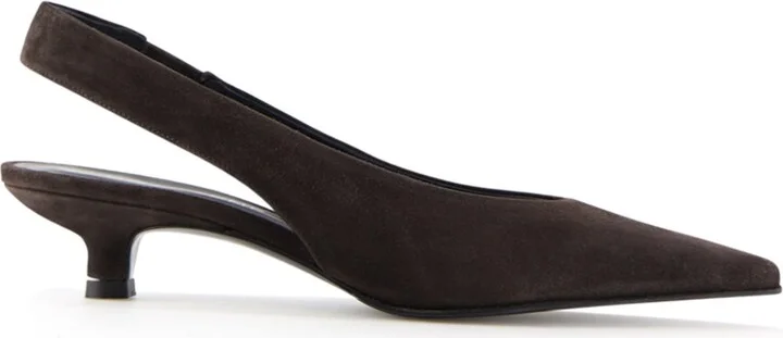Eleonora Slingback Stilettos, Dark Brown Suede