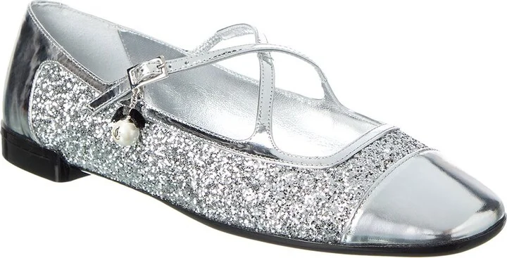 Eleri Glitter & Leather Ballerina Flat