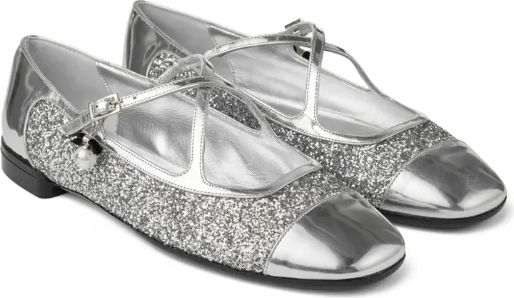 Eleri glitter-leather ballet flats - Image 2