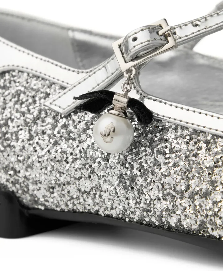Eleri glitter-leather ballet flats - Image 4