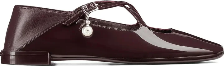 Eleri patent-leather cross-strap ballet flats