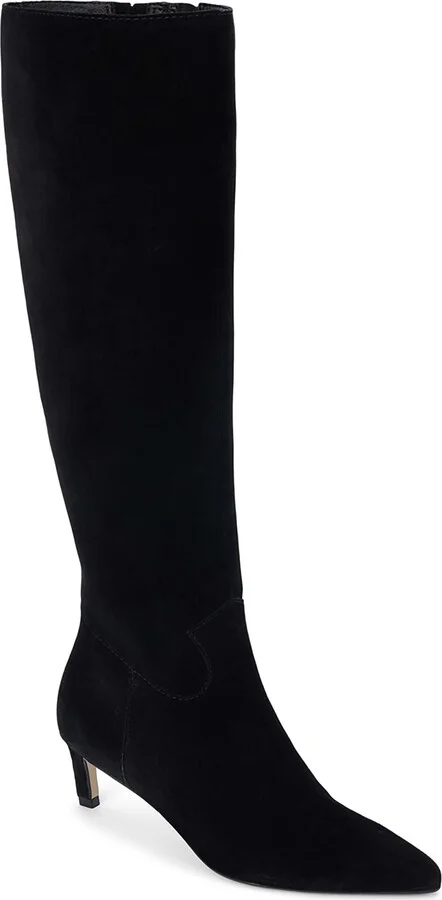 Elevate Pointed Toe Knee High Kitten Heel Boot