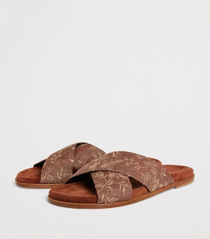 Eleventy Embroidered Crossover Slides - Image 3