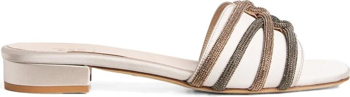 Eleventy Satin Embellished Mules 20