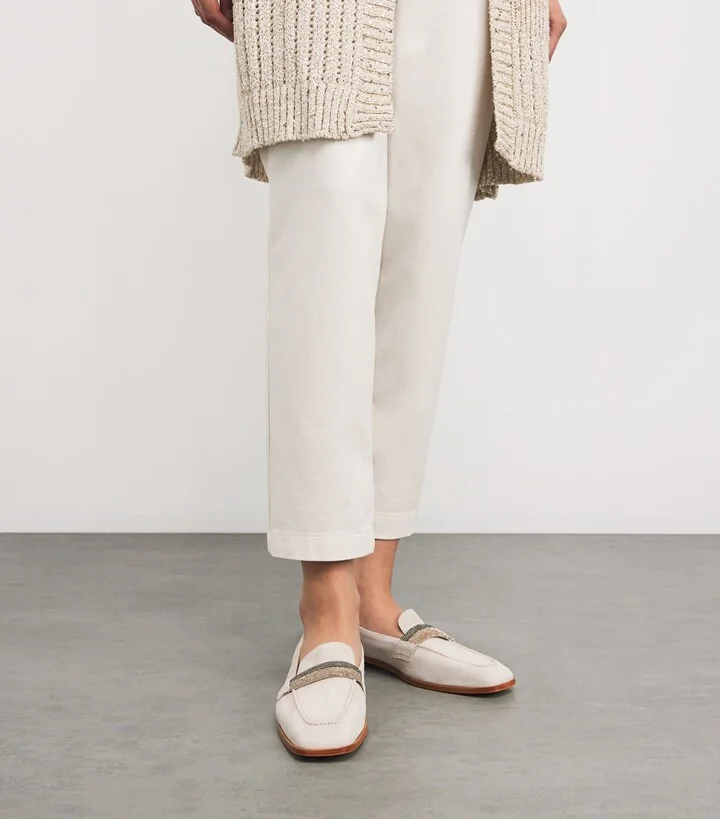 Eleventy Suede Embellished Moccasins - Image 2