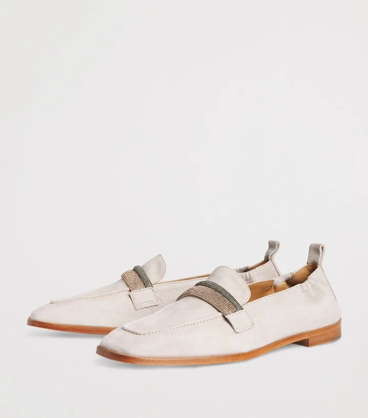 Eleventy Suede Embellished Moccasins - Image 3