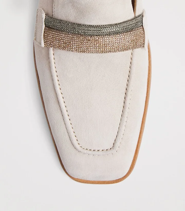 Eleventy Suede Embellished Moccasins - Image 5