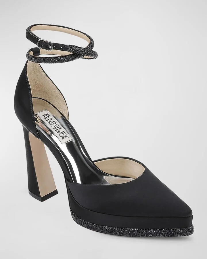 Eliana Embellished Satin Cocktail Pumps - Image 3